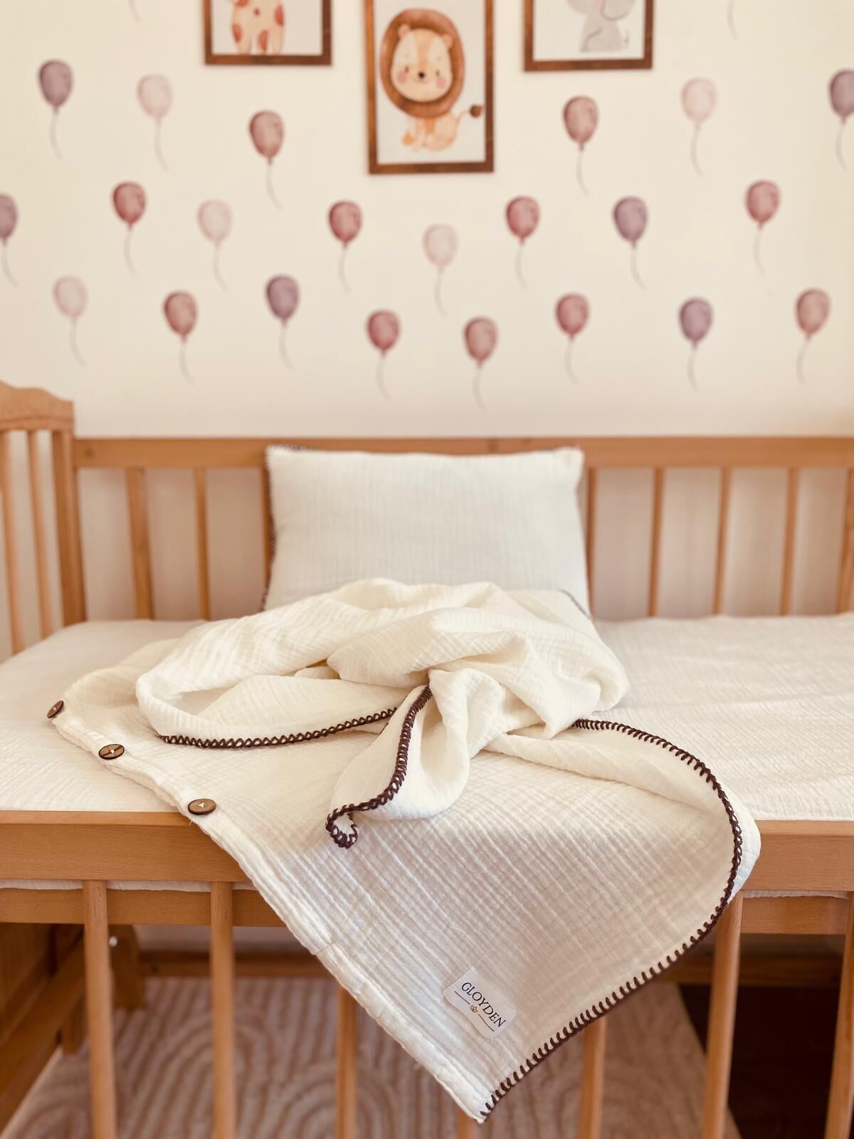 Müslin Bebek Nevresim Takımı Ekru 100x150