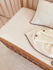 Müslin Bebek Nevresim Takımı Ekru 100x150