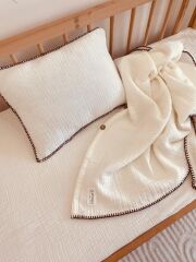 Müslin Bebek Nevresim Takımı Ekru 100x150