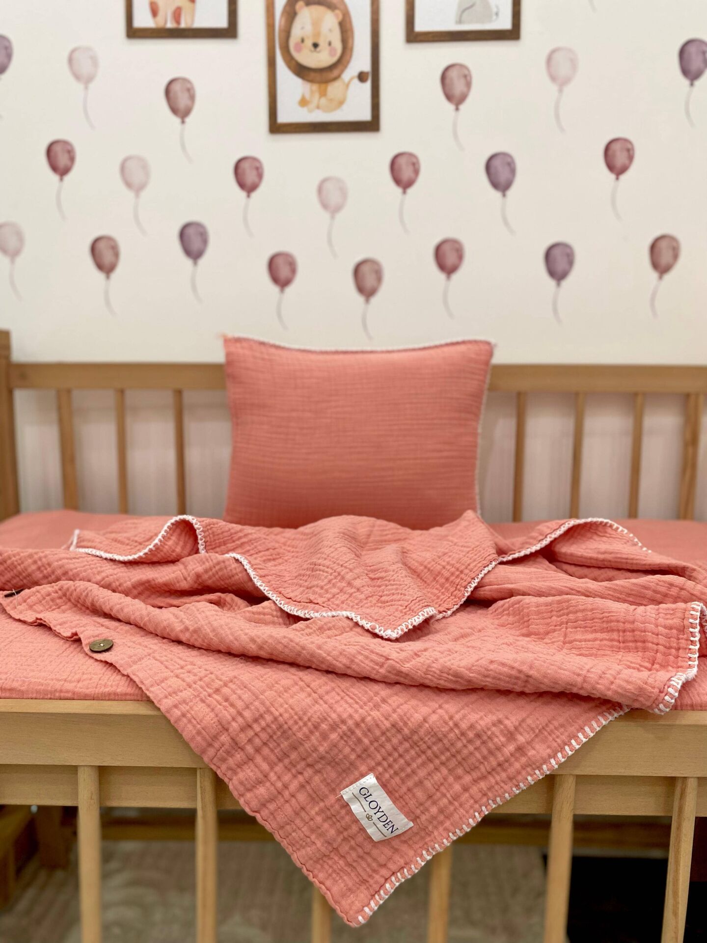 Müslin Bebek Nevresim Takımı Pembe 100x150