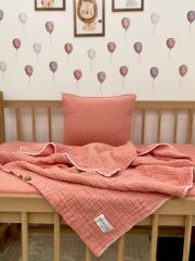 Müslin Bebek Nevresim Takımı Pembe 100x150