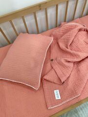 Müslin Bebek Nevresim Takımı Pembe 100x150