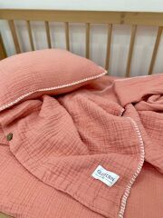 Müslin Bebek Nevresim Takımı Pembe 100x150