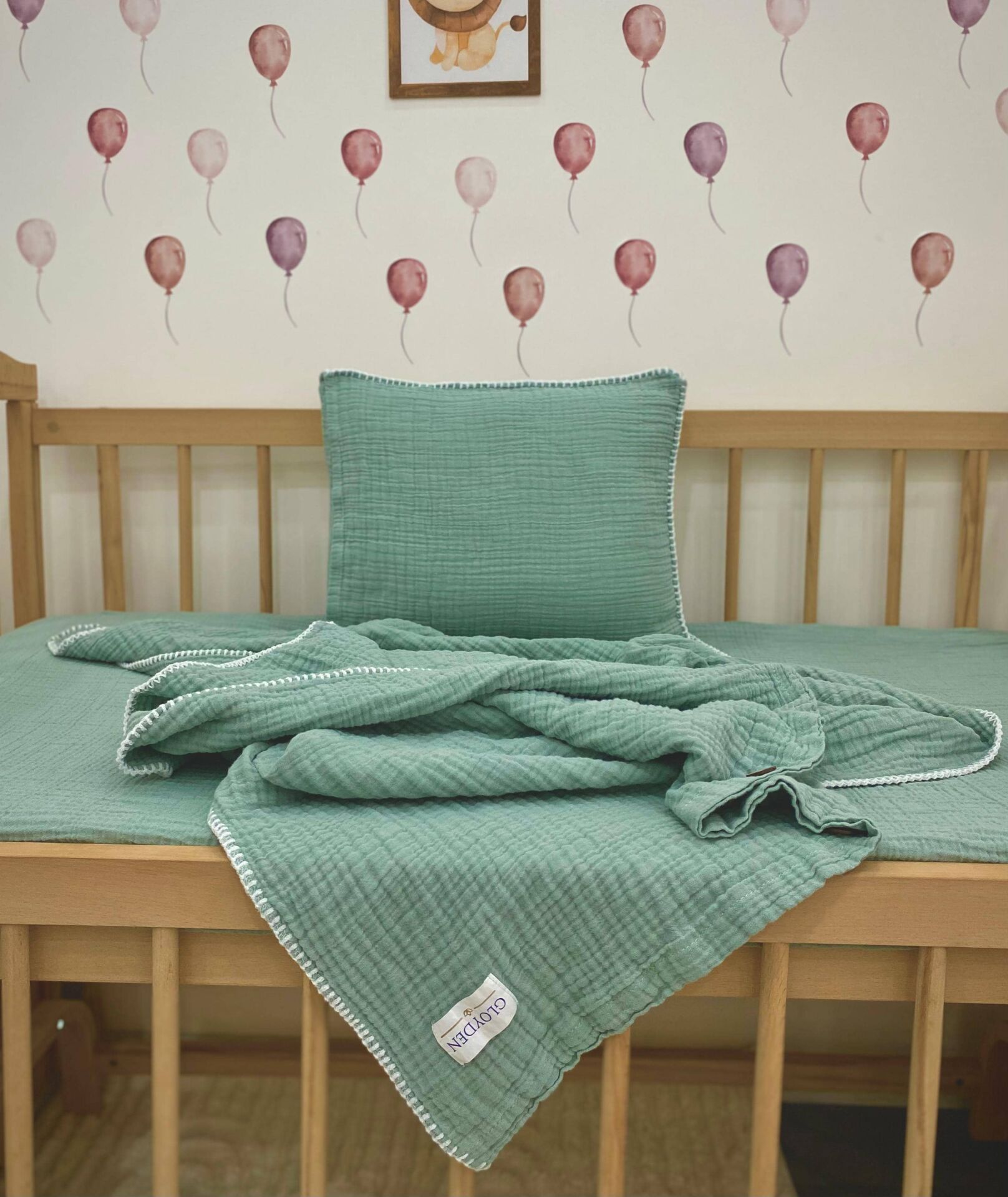 Müslin Bebek Nevresim Takımı Yeşil 100x150