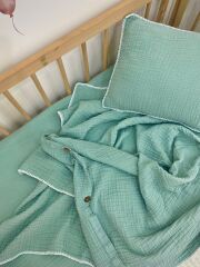 Müslin Bebek Nevresim Takımı Yeşil 100x150