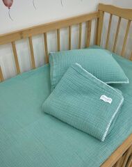 Müslin Bebek Nevresim Takımı Yeşil 100x150