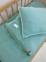Müslin Bebek Nevresim Takımı Yeşil 100x150