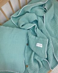 Park Yatak Müslin Bebek Nevresim Takımı Yeşil 70x110