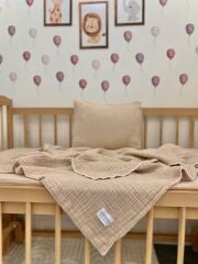 Müslin Bebek Nevresim Takımı Bej 100x150