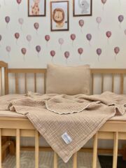 Müslin Bebek Nevresim Takımı Bej 100x150
