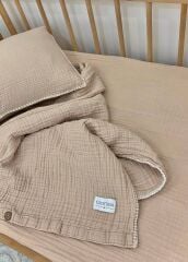 Müslin Bebek Nevresim Takımı Bej 100x150