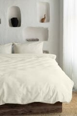 %100 PAMUKLU ÇİFT KİŞİLİK NEVRESİM TAKIMI KREM RENKLİ