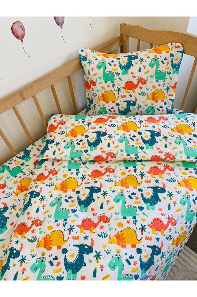 Park Yatak Bebek Müslin Nevresim Takımı Dinazor 70x110