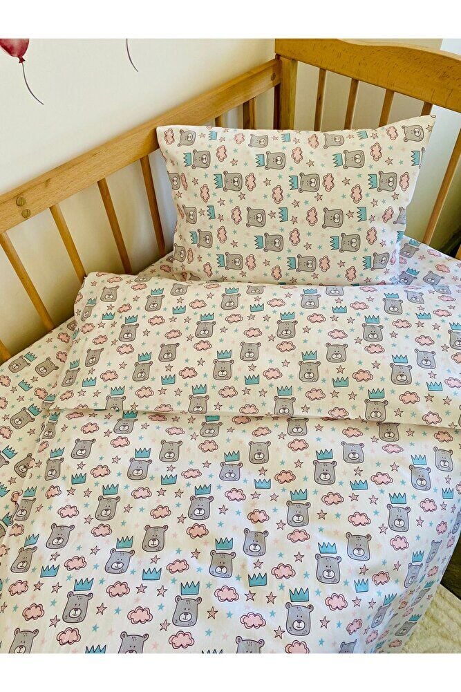 Park Yatak Bebek Nevresim Takımı %100 Pamuk Kral Ayı 70x110