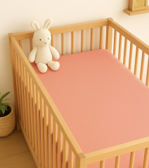 Müslin Lastikli Çarşaf – Pembe | %100 Doğal Pamuk