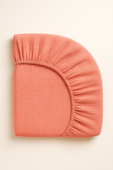 Müslin Lastikli Çarşaf – Pembe | %100 Doğal Pamuk