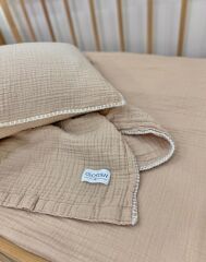 Bebek Nevresim Takımı Müslin Bej – Müslin Lastikli Çarşaflı