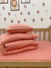 Bebek Nevresim Takımı Müslin Pembe – Müslin Lastikli Çarşaflı